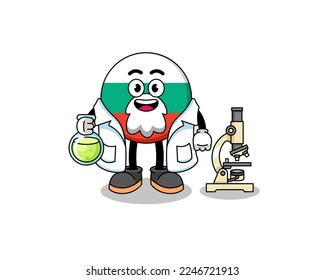 Mascot of bulgaria flag as a scientist , character design
