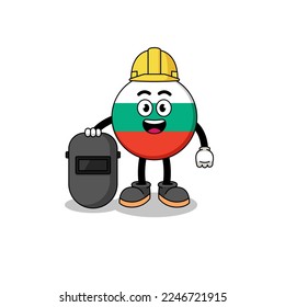Mascot of bulgaria flag as a welder , character design