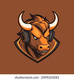 mascot bull esports logo template