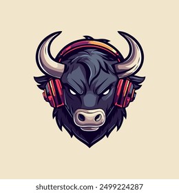 mascot bull esports logo template