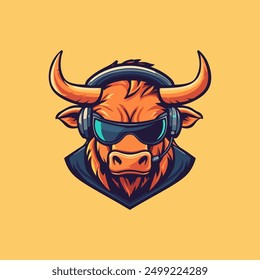 Plantilla del logotipo de mascot bull eSports