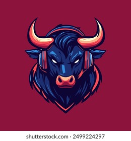 mascot bull esports logo template