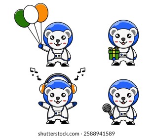 mascot bundle illustration vector design set astronaut bear on white background