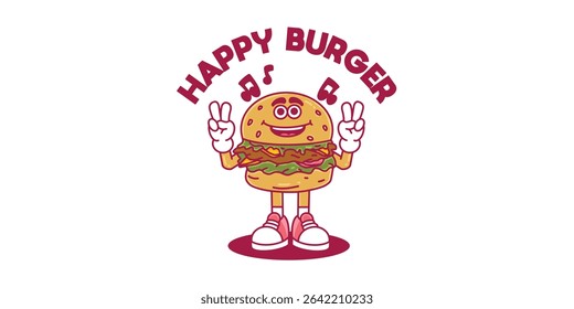 mascot burger illustration logo vector cartoon
