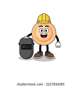 Mascot of button as a welder , character design