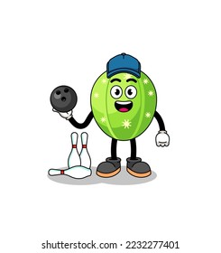 Mascota de cactus como jugador de bolos , diseño de carácter
