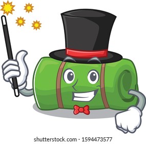 Mascot of camping mat Scroll performance as a Magician style