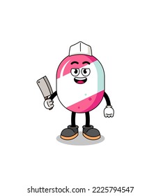 Mascot of candy as a butcher , character design