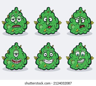 Mascota De La Expresión De Bud De Cannabis Set. Vector de imágenes prediseñadas. Vector e Ilustración.