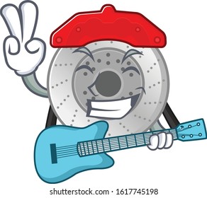 A mascot of car brake performance with guitar