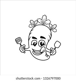 mascot, carrot chef with happy expressions