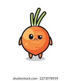 the mascot of the carrot with sceptical face , cute style design for t shirt, sticker, logo element