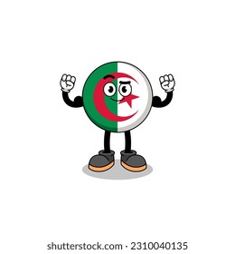 Mascot cartoon of algeria flag posing with muscle , character design