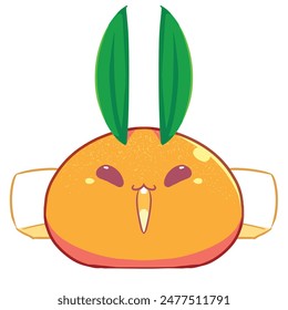 Mascot and cartoon animation character: Cute bunny shaped from oranges and delicious jelly balls 1