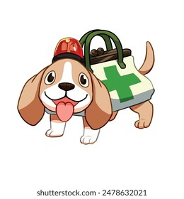 Mascota y personaje de animación de dibujos animados: Perrito lindo en servicio de rescate v3