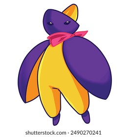 Mascot and cartoon animation character: Cute peeled lychees are turned into characters - Purple