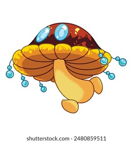 Mascot and cartoon animation character: Strange mushroom from aliens - brown version