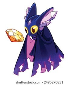 Mascot and cartoon animation character: Strange bat made from precious stones - Purple version