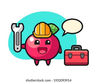 Mascot cartoon of apple as a mechanic