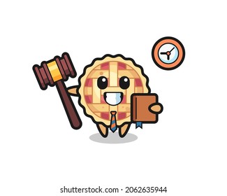 Mascot cartoon of apple pie as a judge , cute style design for t shirt, sticker, logo element