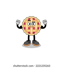Mascot cartoon of apple pie posing with muscle , character design
