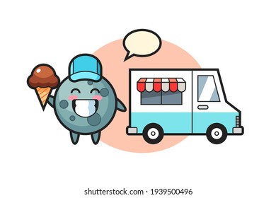 Mascot cartoon of asteroid with ice cream truck