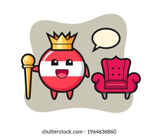 Mascot cartoon of austria flag badge as a king, cute style design for t shirt, sticker, logo element
