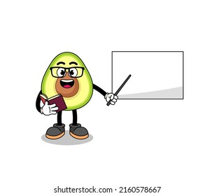 Mascot cartoon of avocado teacher , character design