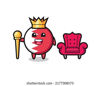 Mascot cartoon of bahrain flag badge as a king , cute style design for t shirt, sticker, logo element