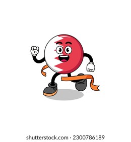 Mascot cartoon of bahrain flag running on finish line , character design