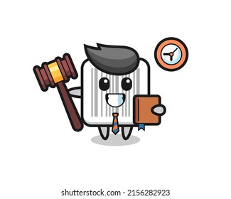 Mascot cartoon of barcode as a judge , cute design