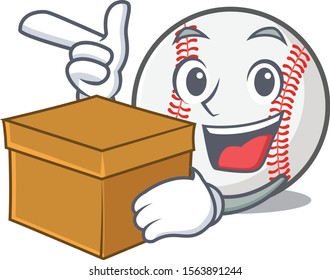 Mascot cartoon baseball the in with bring box shape