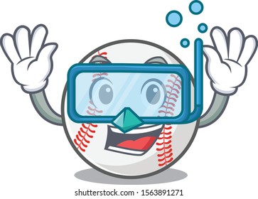 Mascot cartoon baseball the in diving shape