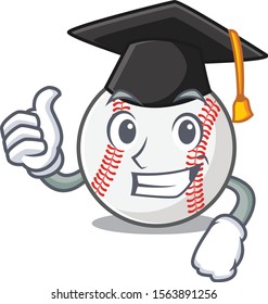 Mascot cartoon baseball the in graduation hat shape