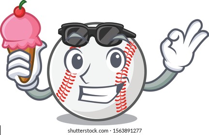 Mascot cartoon baseball the in with ice cream shape