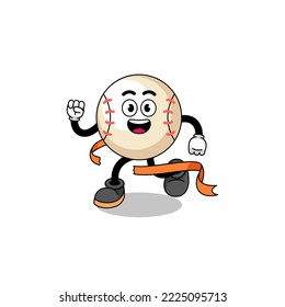 Mascot cartoon of baseball running on finish line , character design