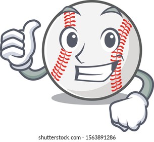 Mascot cartoon baseball the in thumbs up shape