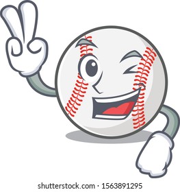 Mascot cartoon baseball the in two finger shape