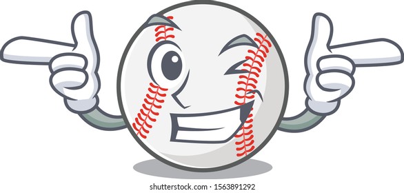 Mascot cartoon baseball the in wink shape