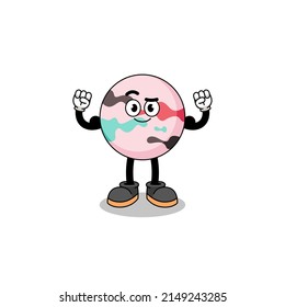 Mascot cartoon of bath bomb posing with muscle , character design