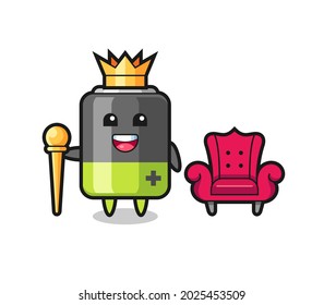 Mascot cartoon of battery as a king , cute style design for t shirt, sticker, logo element