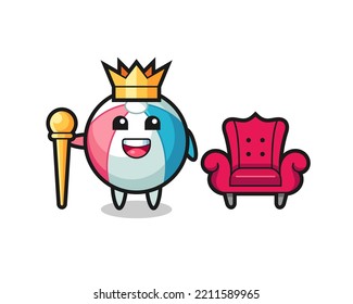 Mascot cartoon of beach ball as a king , cute design