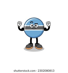 Mascot cartoon of botswana posing with muscle , character design