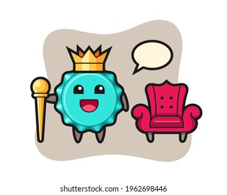 Mascot cartoon of bottle cap as a king, cute style design for t shirt, sticker, logo element