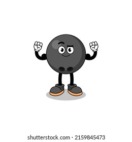 Mascot cartoon of bowling ball posing with muscle , character design