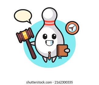 Mascot cartoon of bowling pin as a judge , cute style design for t shirt, sticker, logo element