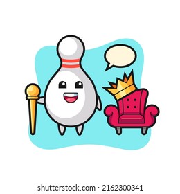 Mascot cartoon of bowling pin as a king , cute style design for t shirt, sticker, logo element