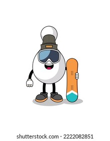 Mascot cartoon of bowling pin snowboard player , character design