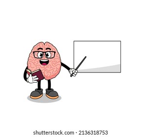 Mascot cartoon of brain teacher , character design