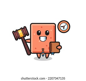 Mascot cartoon of brick as a judge , cute design